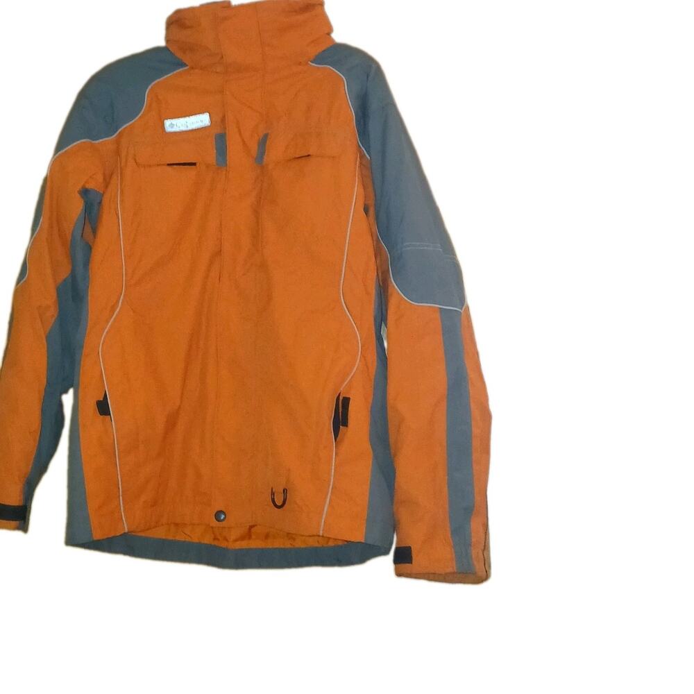 COLUMBIA XCO ORANGE GRAY YOUTH HOODED ZIPPERED POCKETS WINTER COAT SIZE 18/20